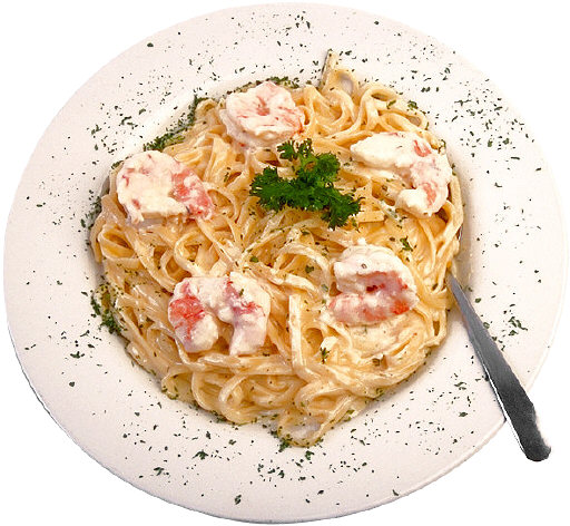 Fettuccine alfredo with shrimp